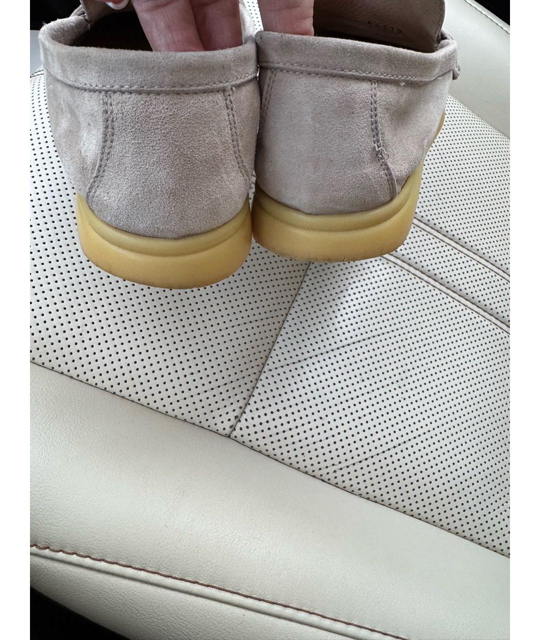 LORO PIANA Бежевые замшевые лоферы, фото 7