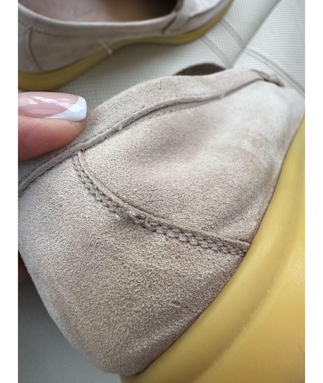 LORO PIANA Бежевые замшевые лоферы, фото 6