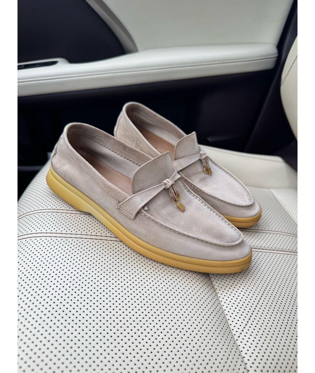 LORO PIANA Бежевые замшевые лоферы, фото 2