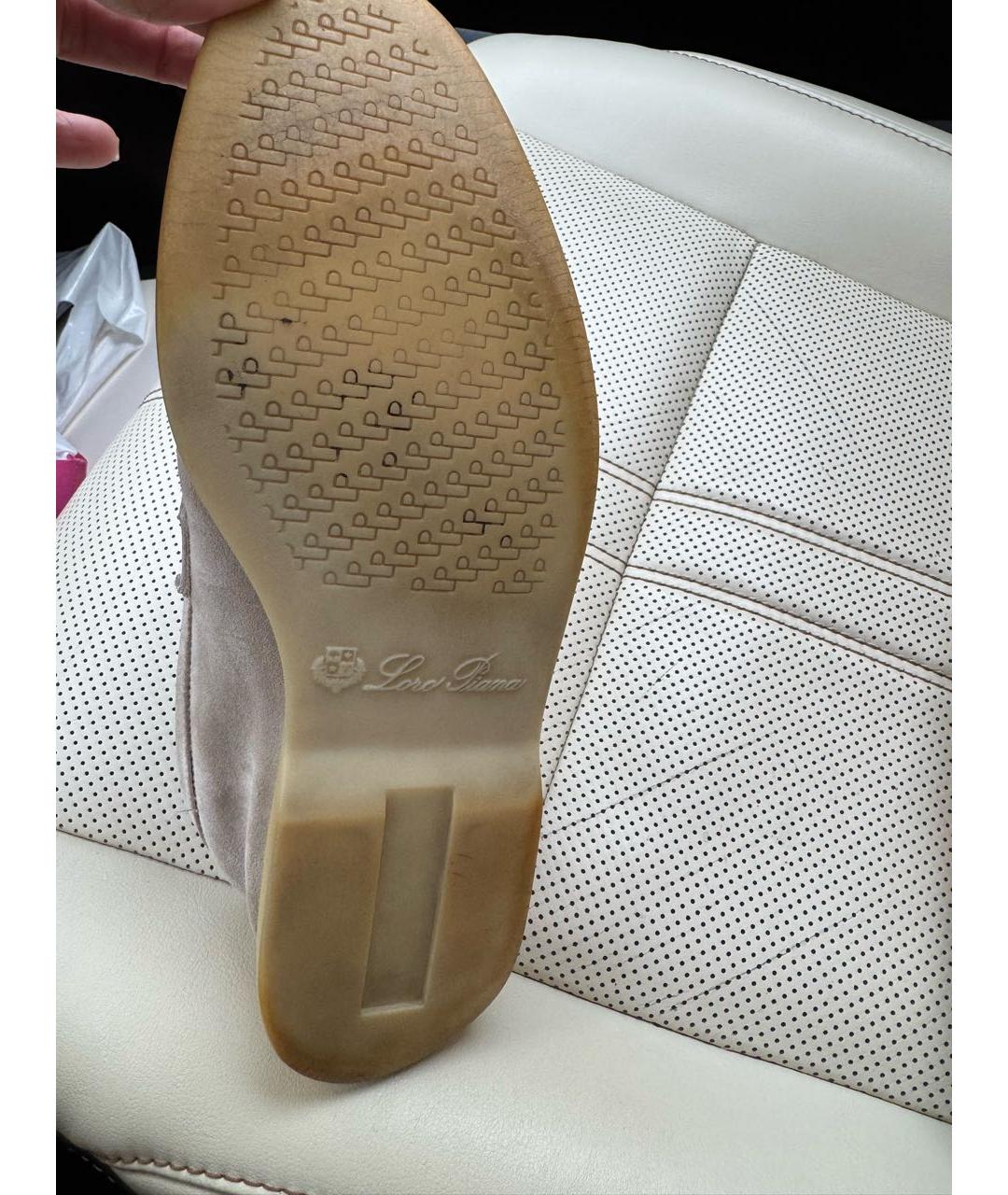 LORO PIANA Бежевые замшевые лоферы, фото 8