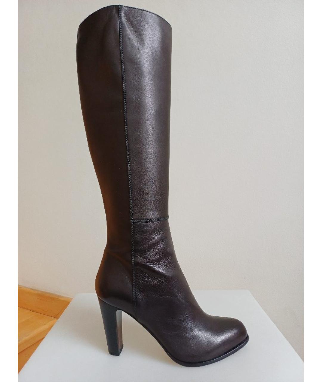 SERGIO ROSSI Черные кожаные сапоги, фото 8