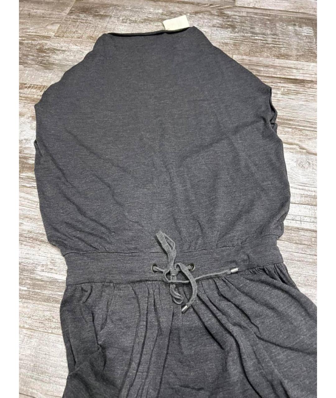 BRUNELLO CUCINELLI Серое шерстяное повседневное платье, фото 2