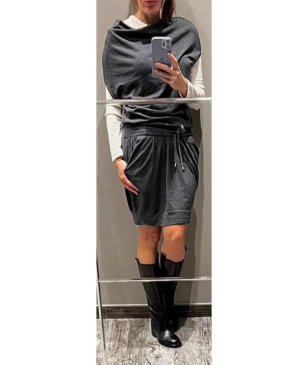 BRUNELLO CUCINELLI Серое шерстяное повседневное платье, фото 5