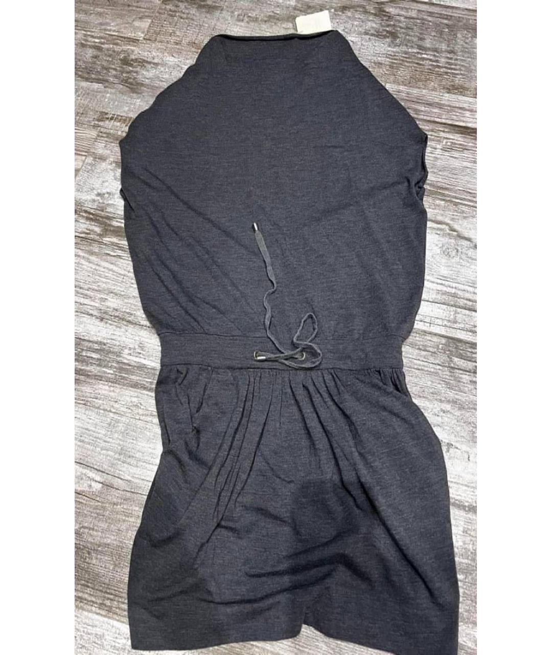 BRUNELLO CUCINELLI Серое шерстяное повседневное платье, фото 6