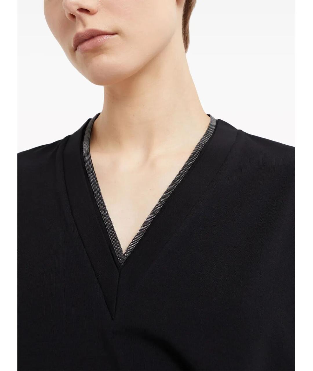 BRUNELLO CUCINELLI Черная хлопковая футболка, фото 4