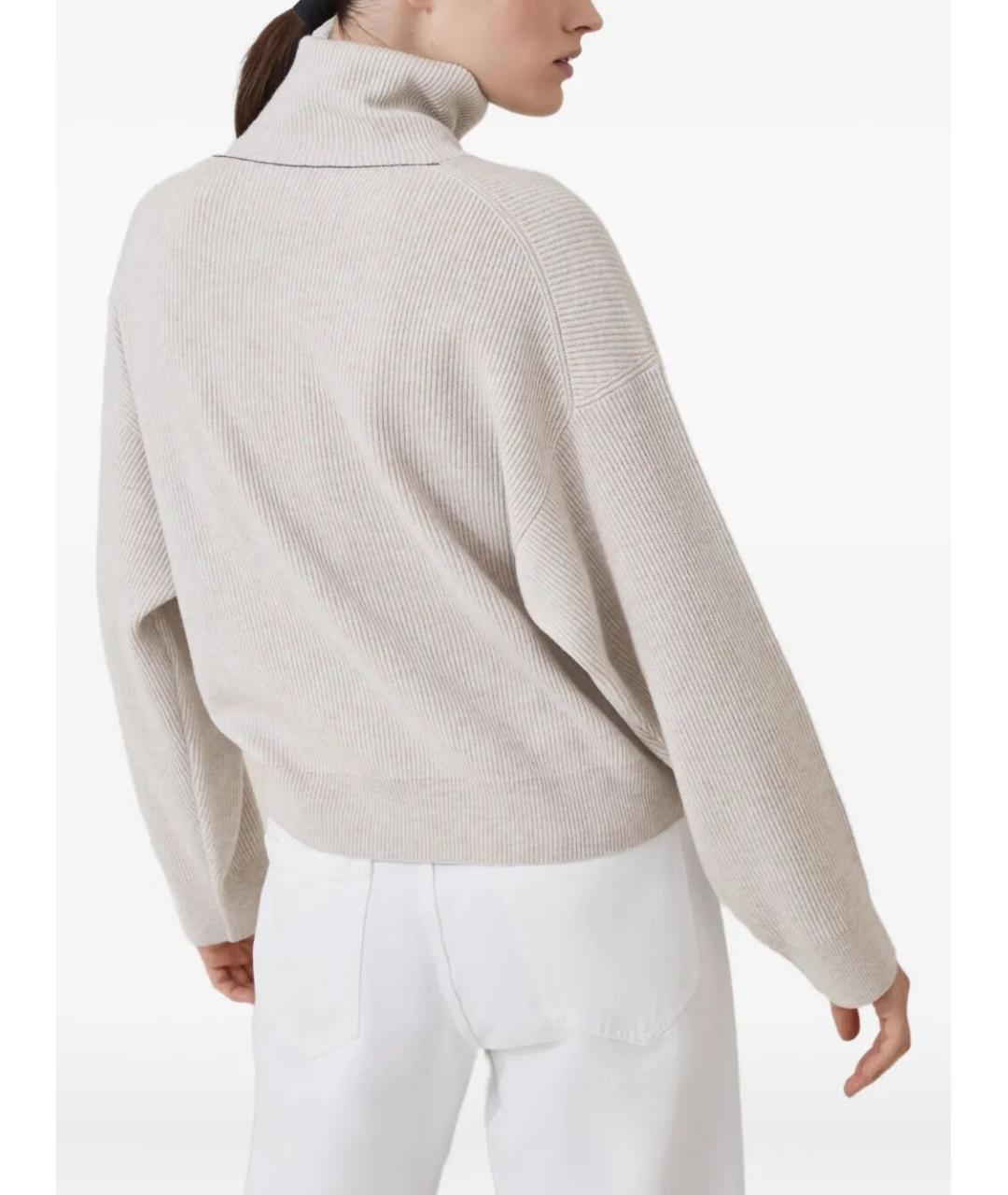BRUNELLO CUCINELLI Бежевая кашемировая водолазка, фото 3