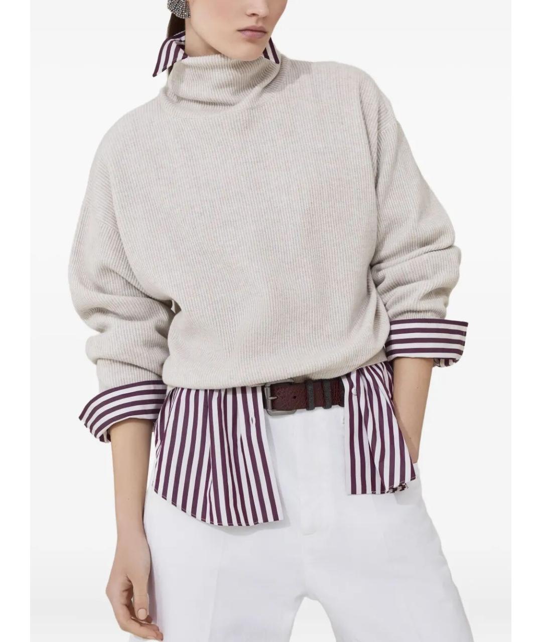 BRUNELLO CUCINELLI Бежевая кашемировая водолазка, фото 6