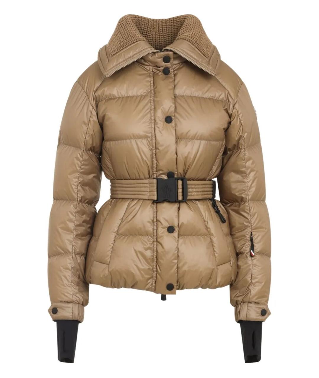 MONCLER Бежевый полиамидовый пуховик, фото 1
