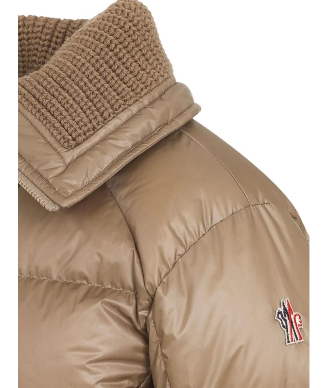 MONCLER Бежевый полиамидовый пуховик, фото 4