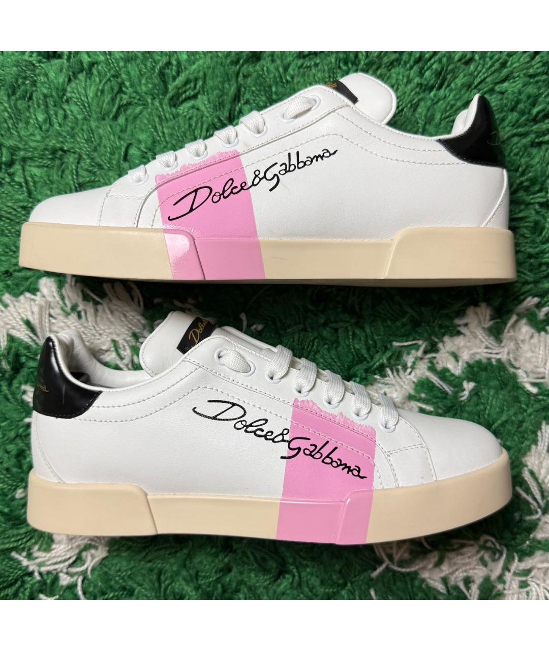 DOLCE&GABBANA Белые кожаные кеды, фото 9