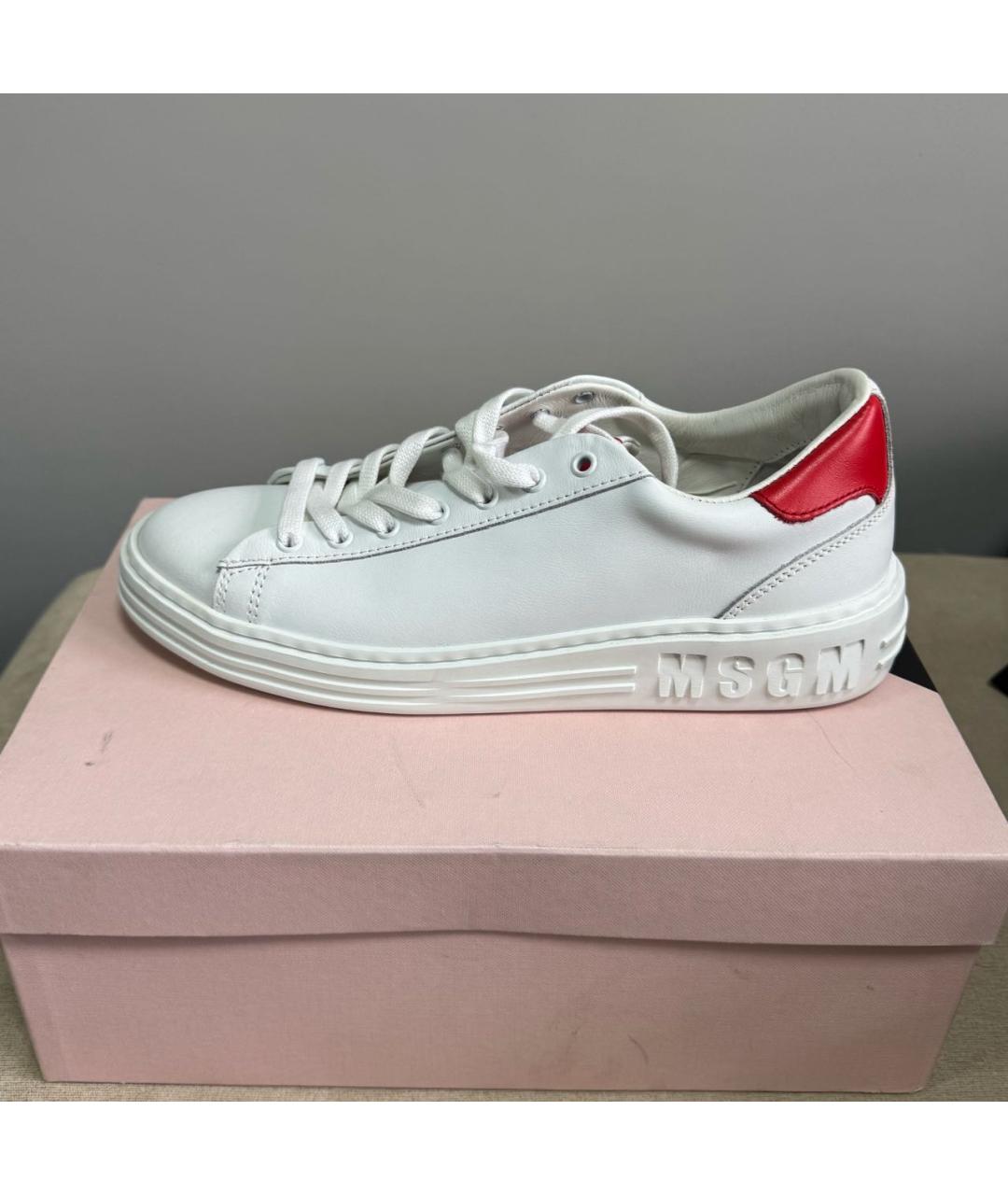 MSGM Белые кожаные кеды, фото 8