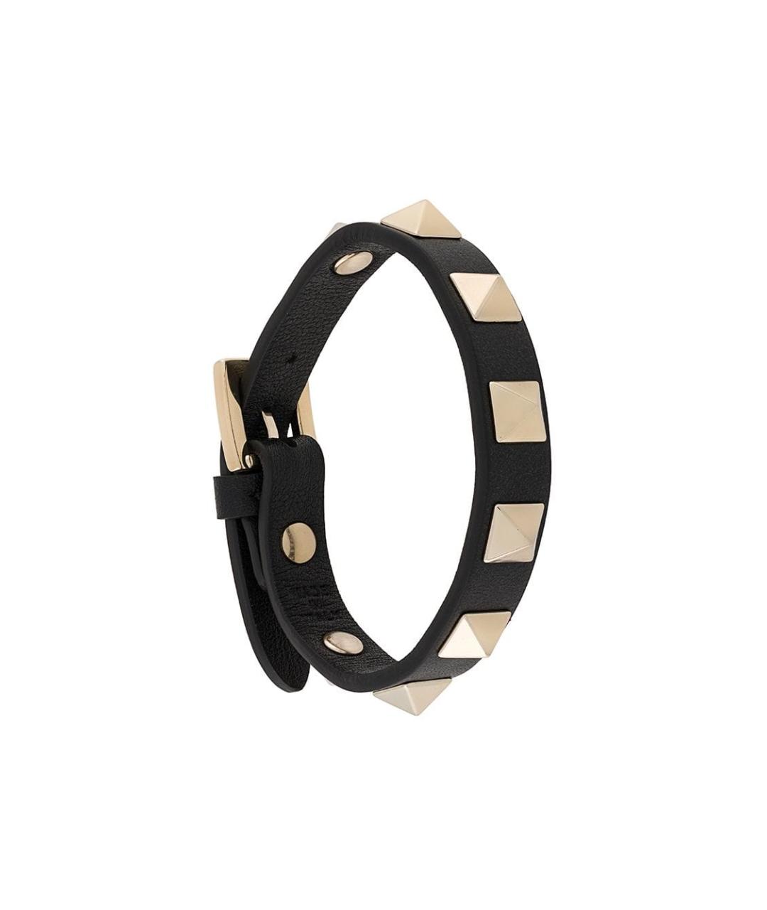VALENTINO Черный кожаный браслет, фото 1