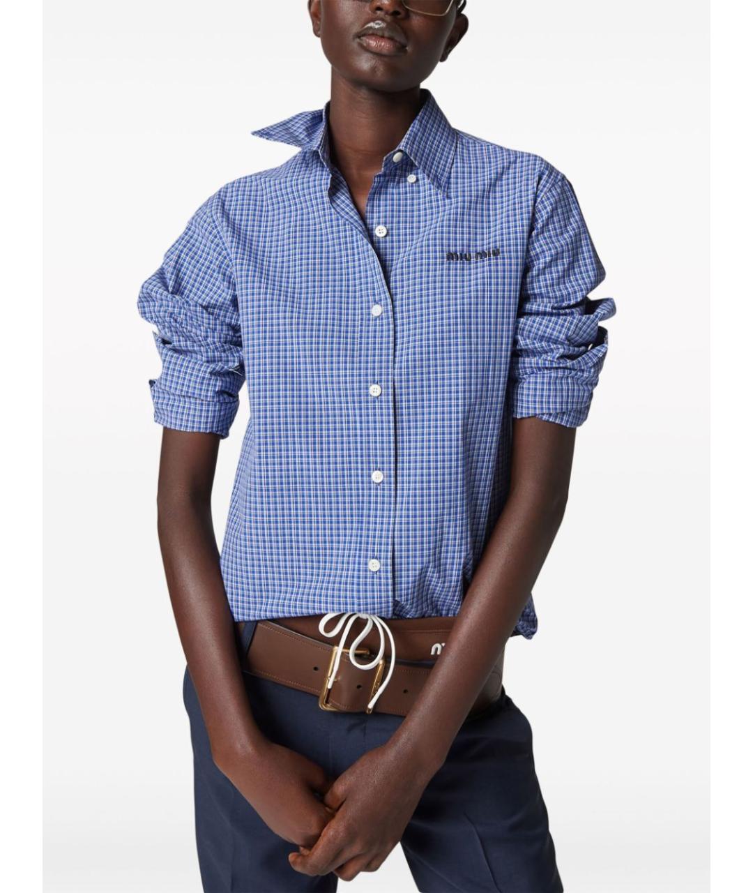 MIU MIU Голубая хлопковая рубашка, фото 2