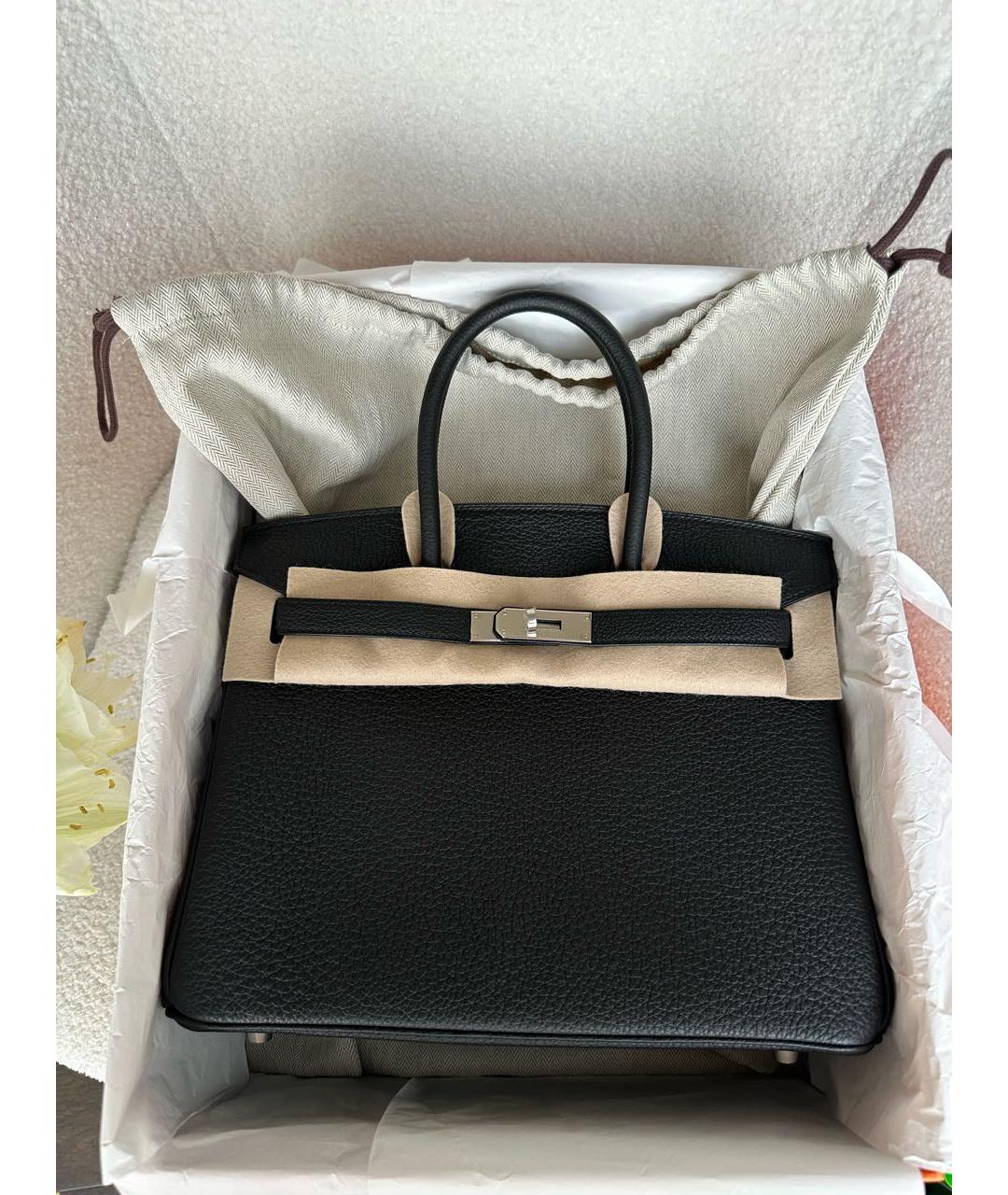 HERMES Черная кожаная сумка с короткими ручками, фото 2