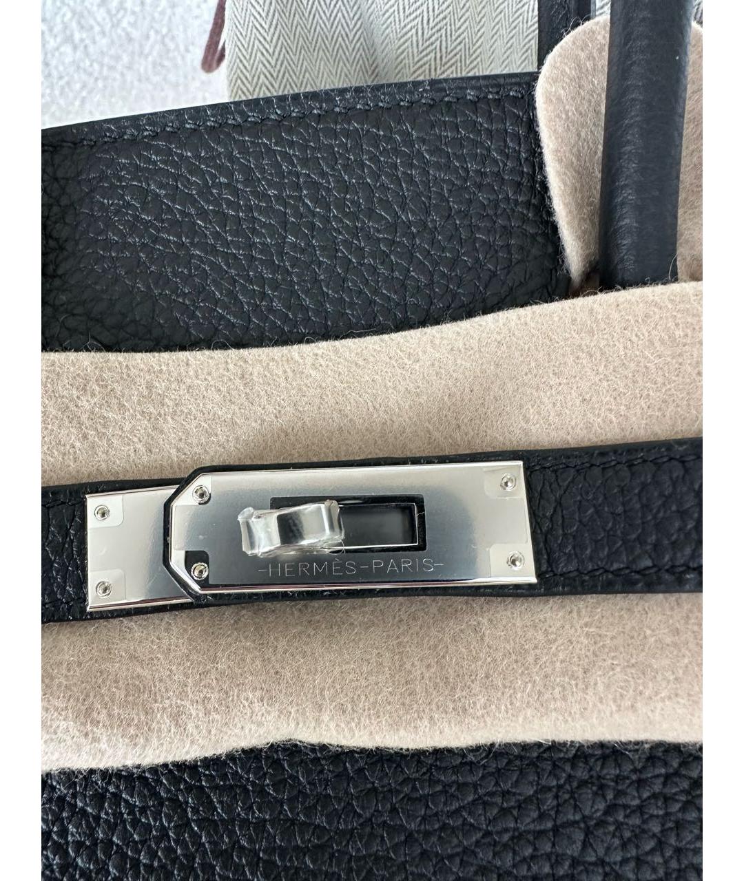 HERMES Черная кожаная сумка с короткими ручками, фото 5