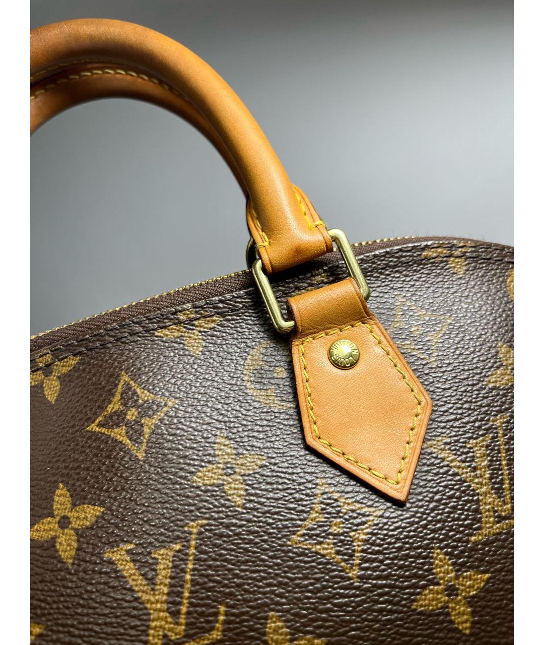 LOUIS VUITTON Коричневая кожаная сумка с короткими ручками, фото 7