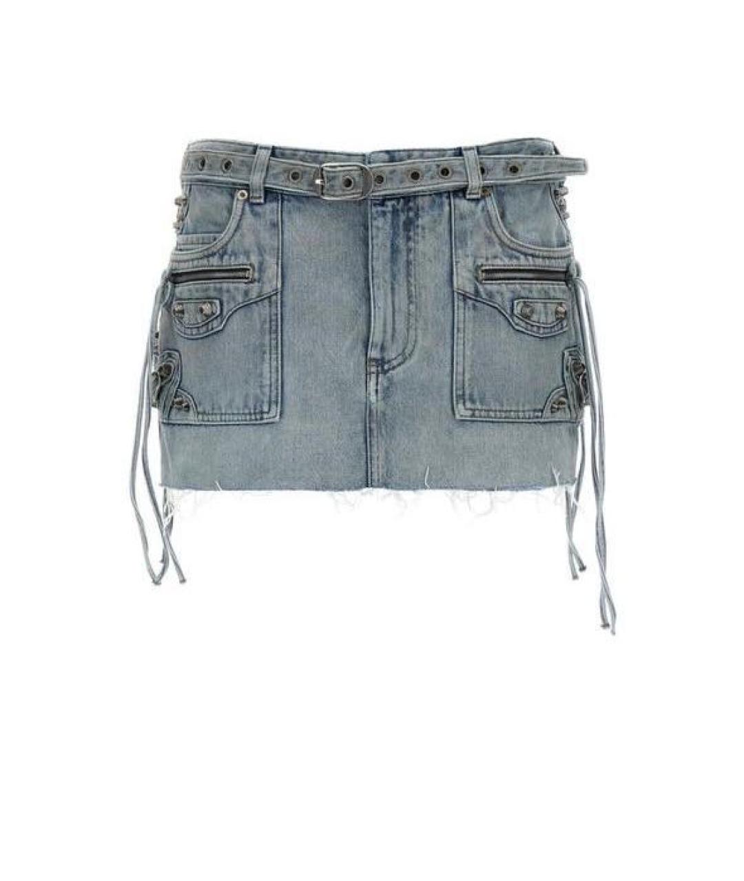 BALENCIAGA Голубая юбка мини, фото 2