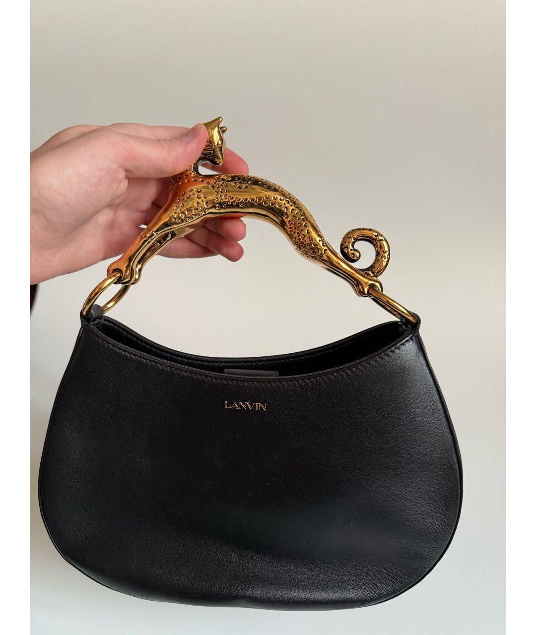 LANVIN Черная кожаная сумка с короткими ручками, фото 2