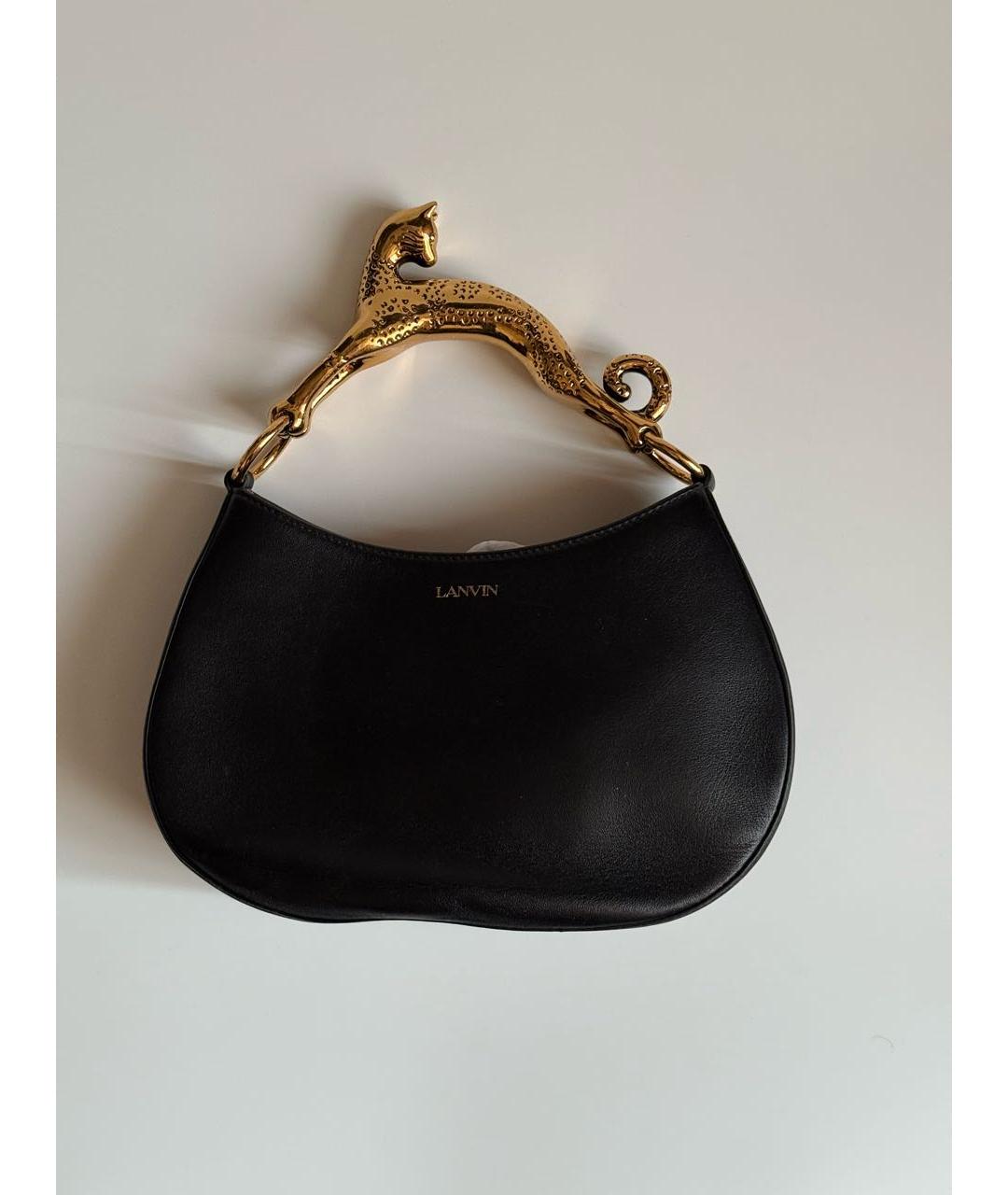 LANVIN Черная кожаная сумка с короткими ручками, фото 4