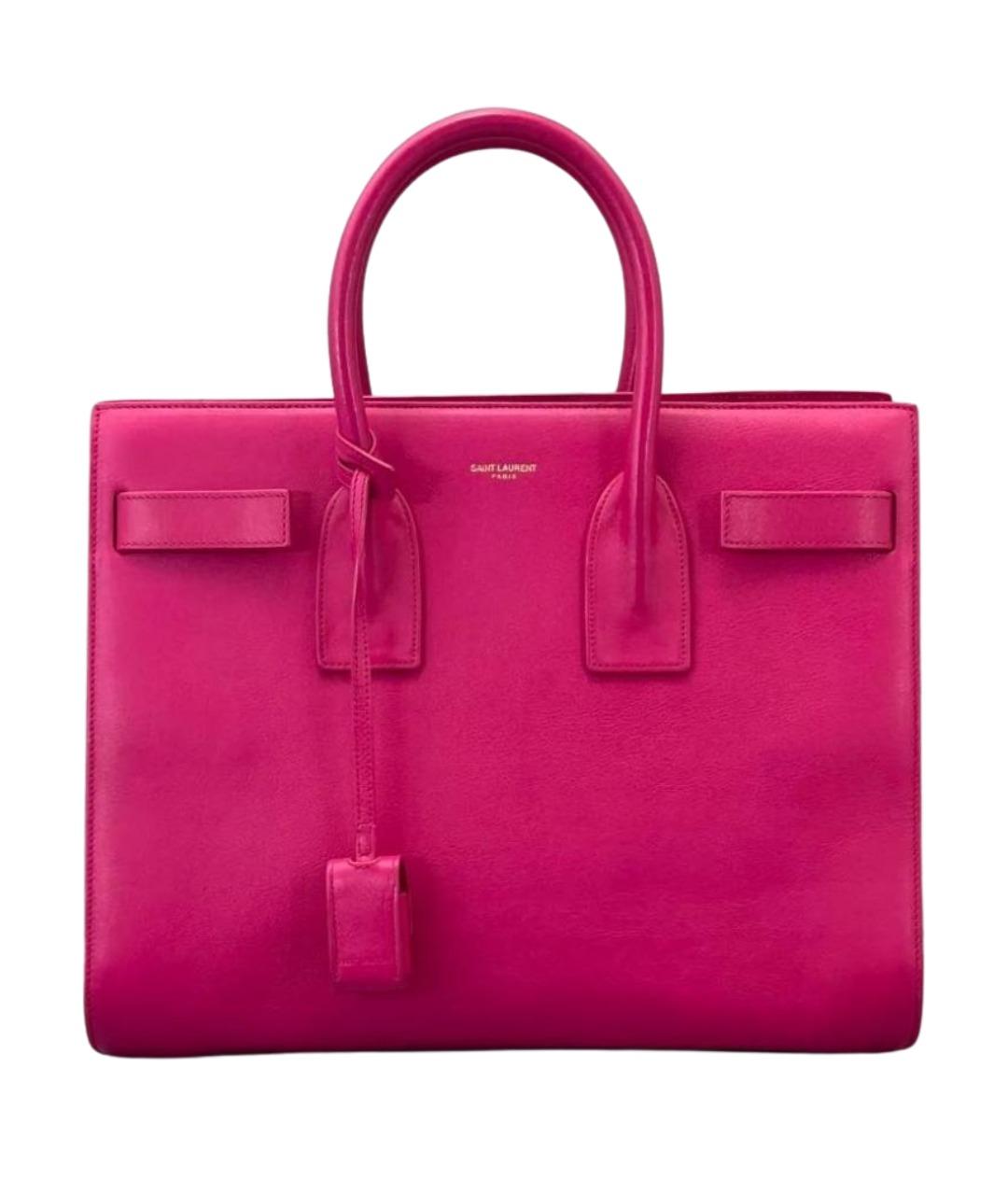 SAINT LAURENT Розовая кожаная сумка тоут, фото 1