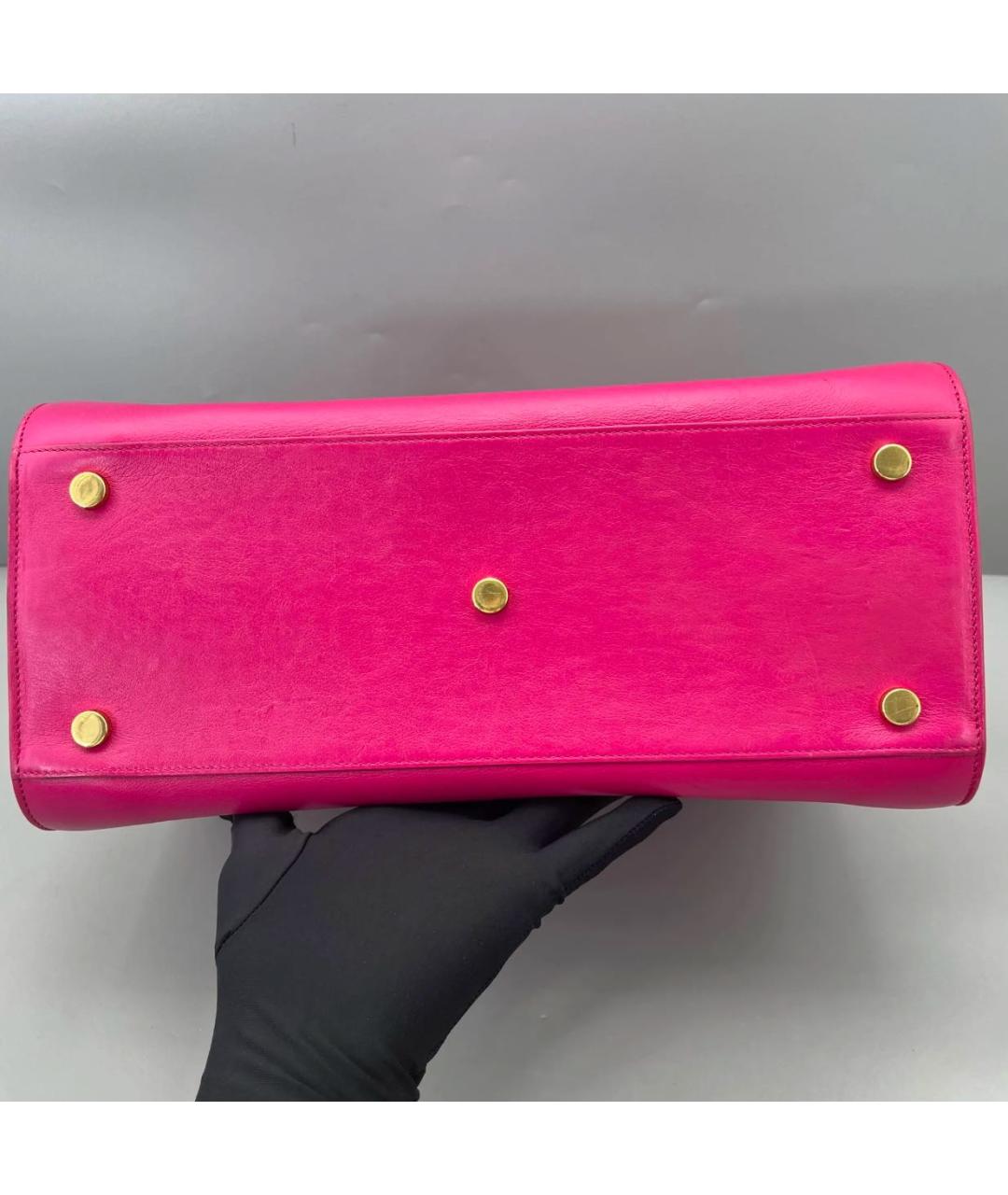 SAINT LAURENT Розовая кожаная сумка тоут, фото 3