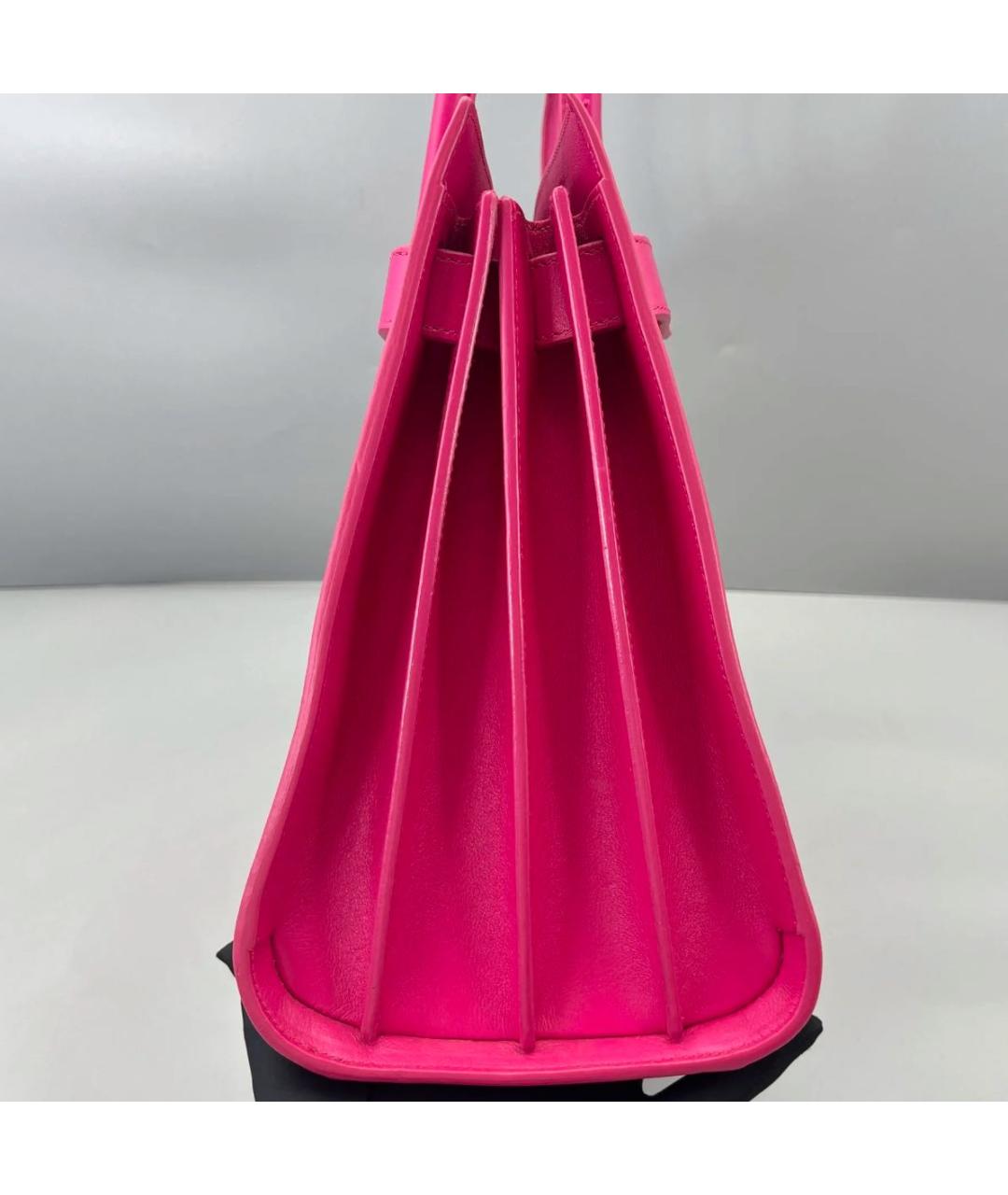 SAINT LAURENT Розовая кожаная сумка тоут, фото 5