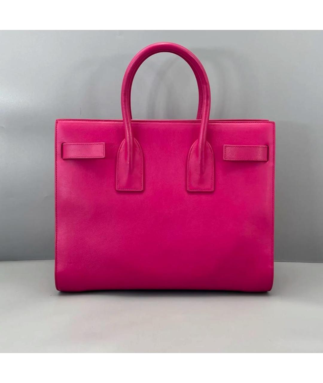 SAINT LAURENT Розовая кожаная сумка тоут, фото 2