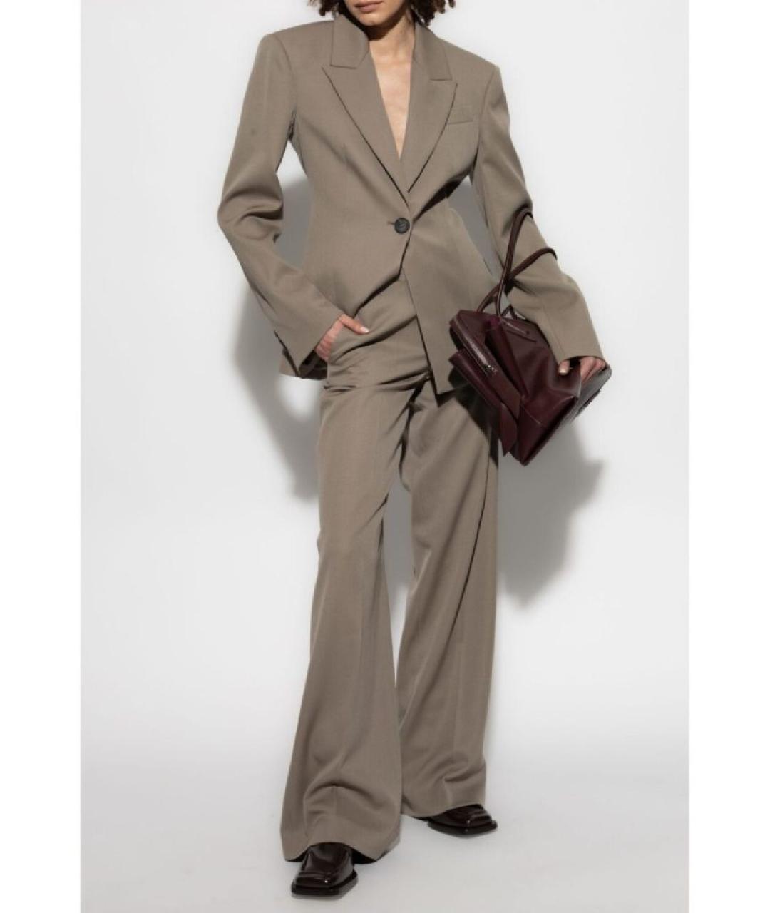 THE ATTICO Бежевый шерстяной костюм с брюками, фото 8