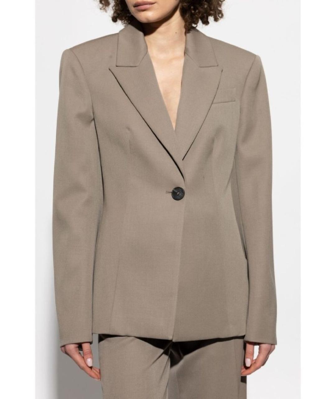 THE ATTICO Бежевый шерстяной костюм с брюками, фото 9