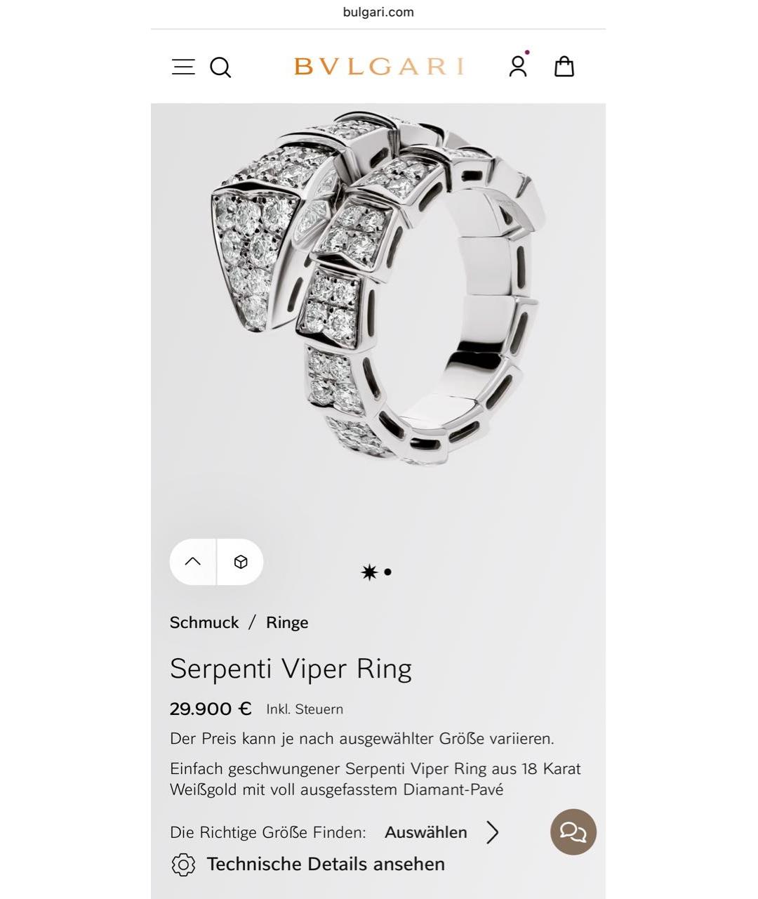 BVLGARI Серебряное кольцо из белого золота, фото 7