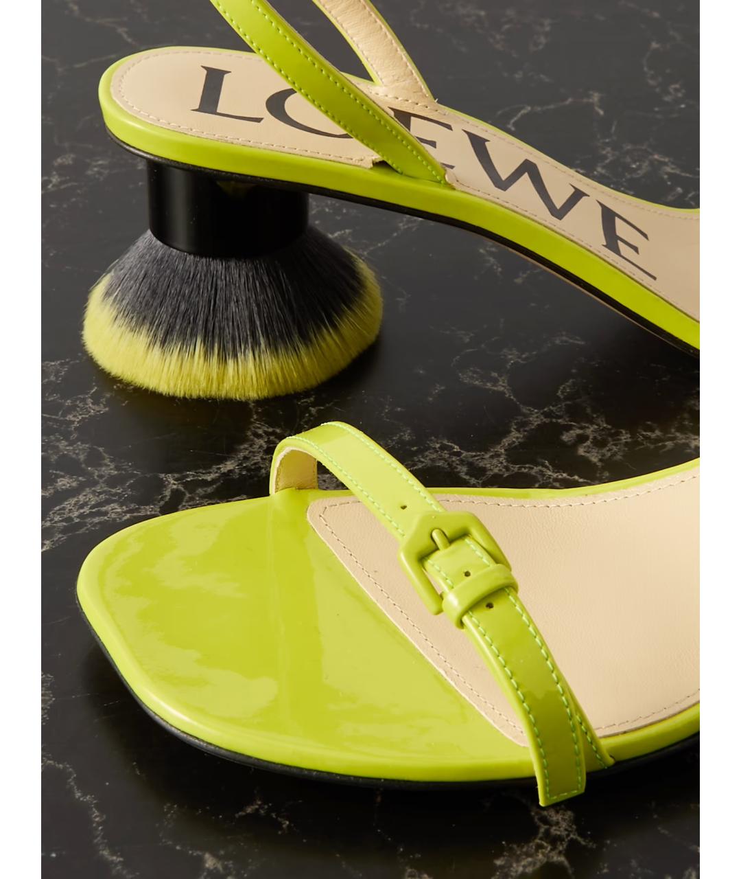 LOEWE Зеленые босоножки из лакированной кожи, фото 4