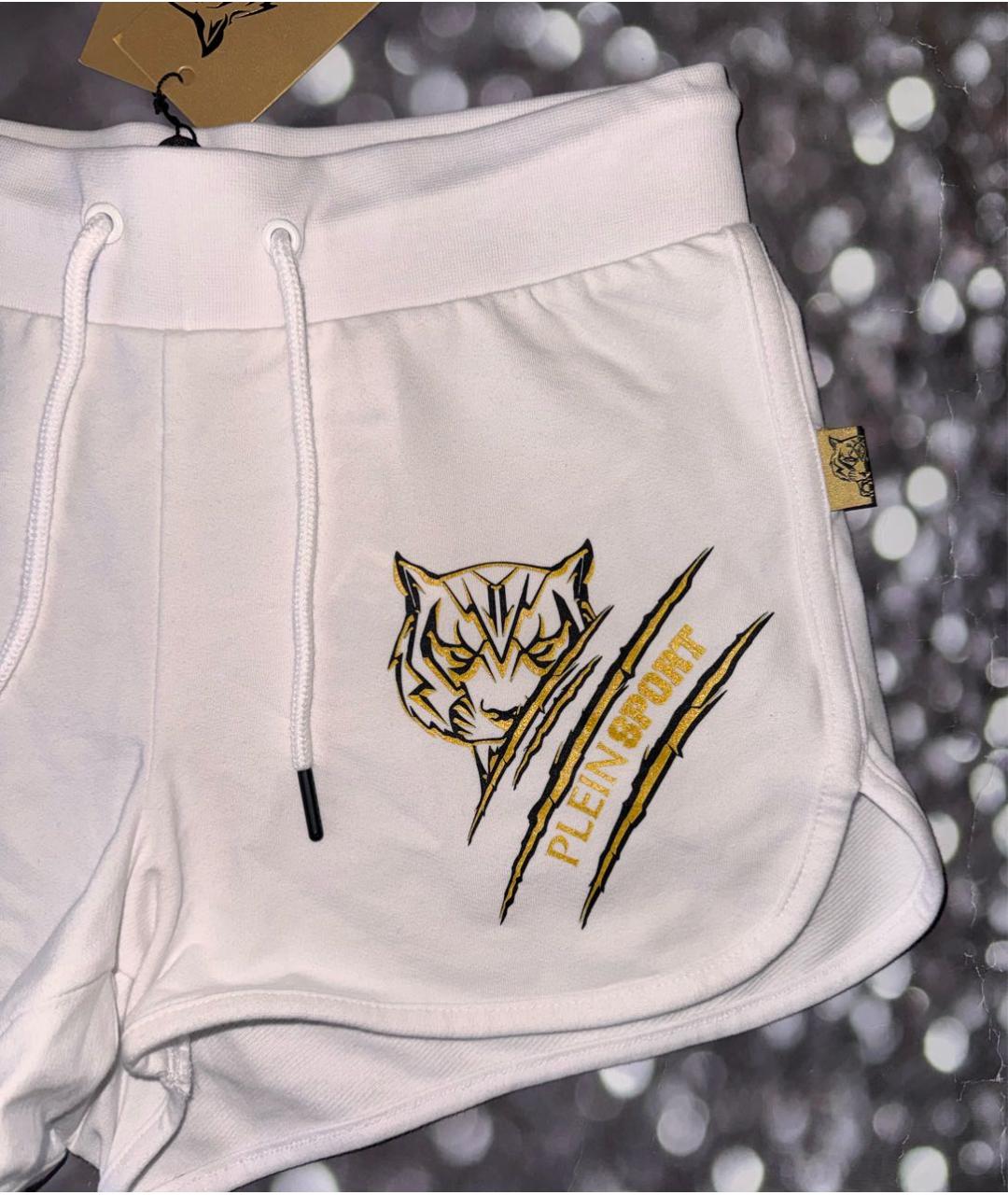 PLEIN SPORT Белые хлопковые шорты, фото 3