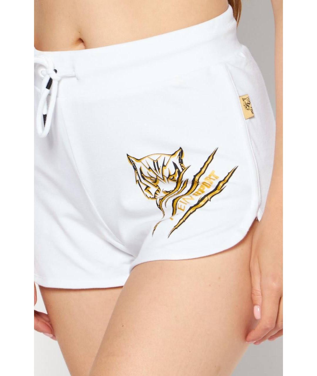 PLEIN SPORT Белые хлопковые шорты, фото 7