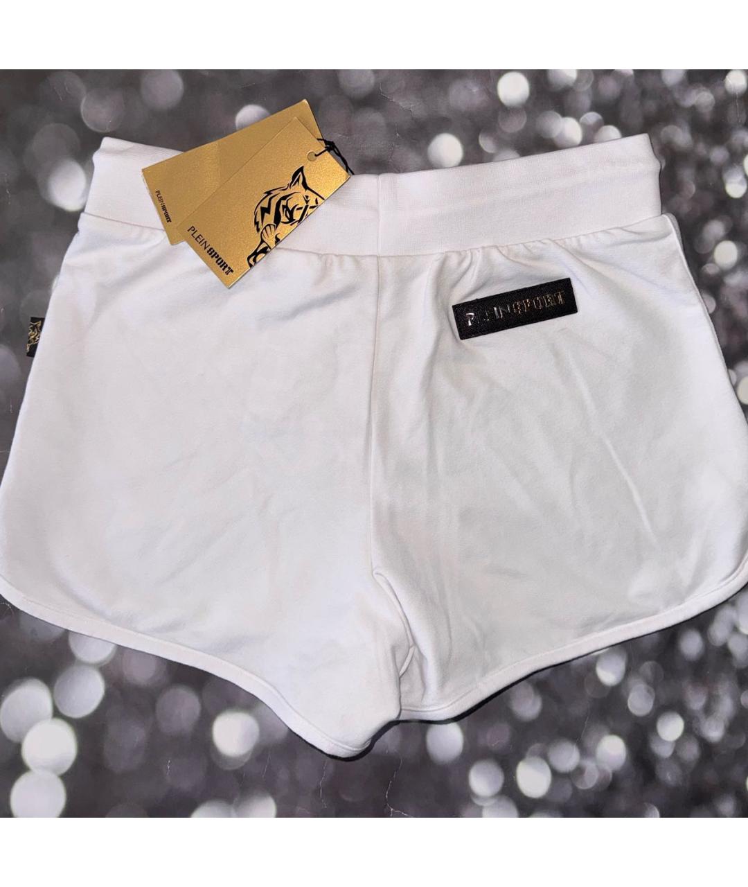 PLEIN SPORT Белые хлопковые шорты, фото 2