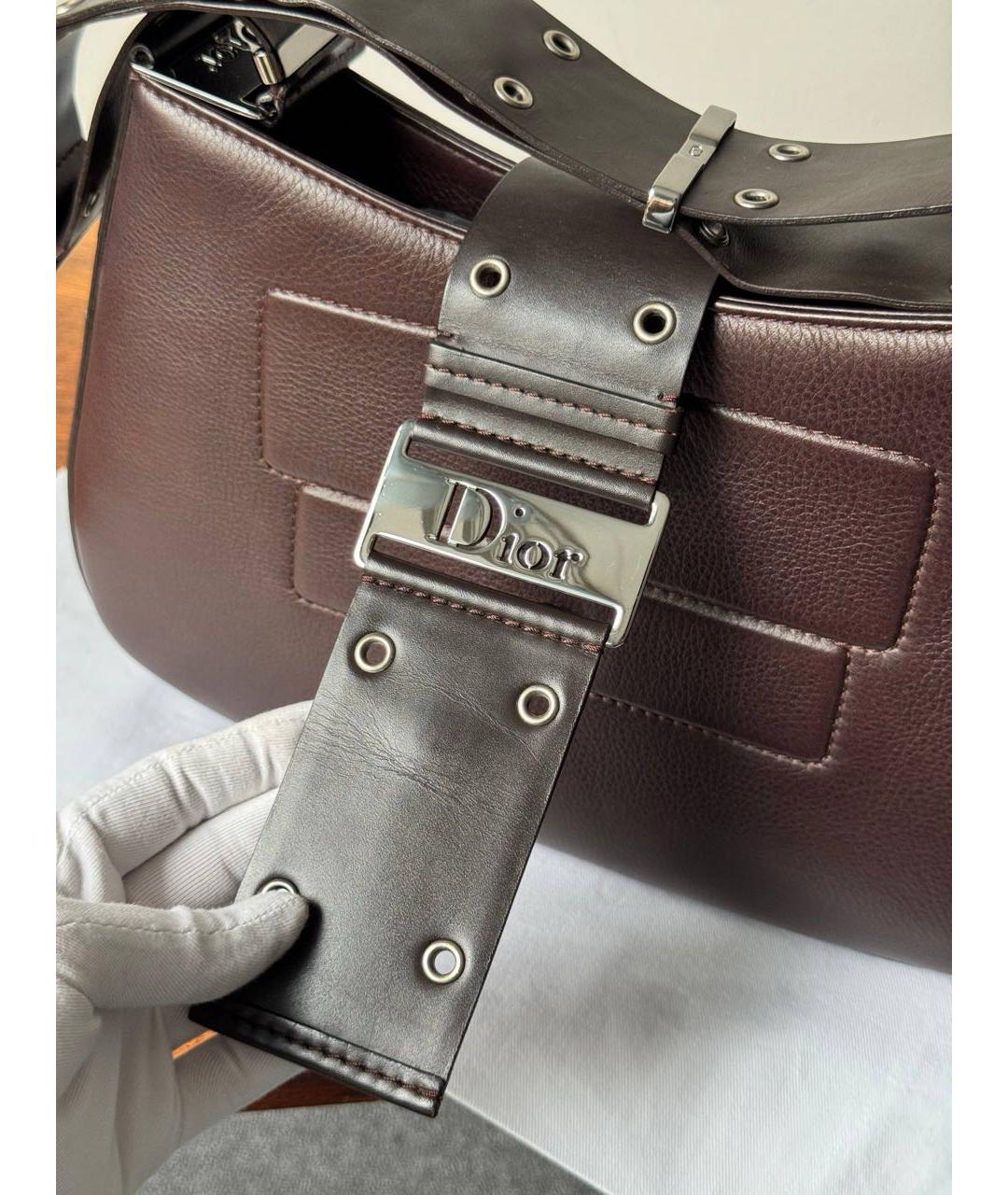CHRISTIAN DIOR Коричневая кожаная сумка через плечо, фото 6