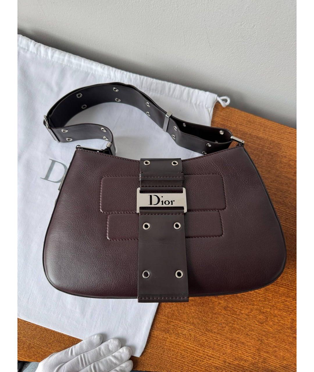 CHRISTIAN DIOR Коричневая кожаная сумка через плечо, фото 3