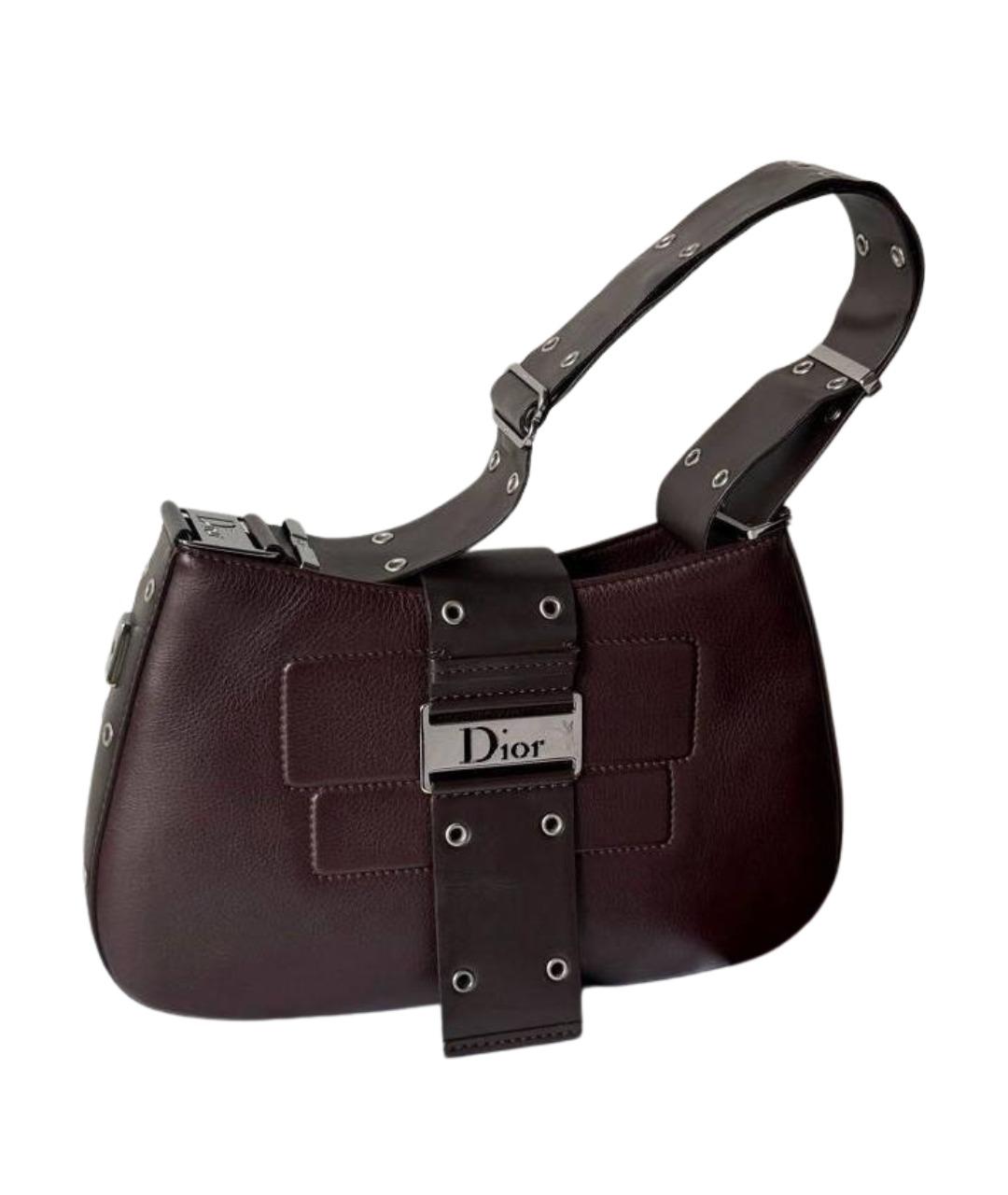 CHRISTIAN DIOR Коричневая кожаная сумка через плечо, фото 1