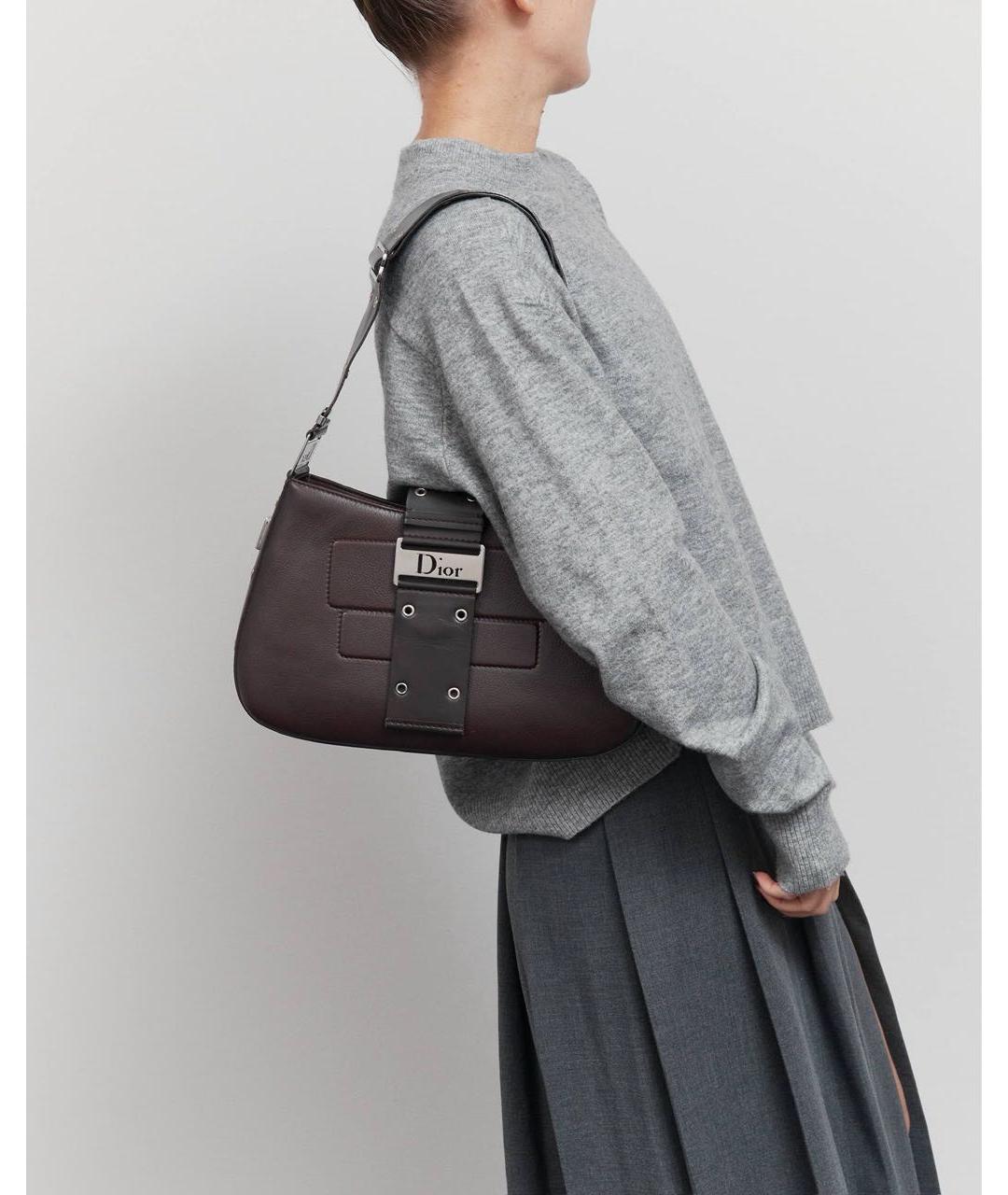 CHRISTIAN DIOR Коричневая кожаная сумка через плечо, фото 2