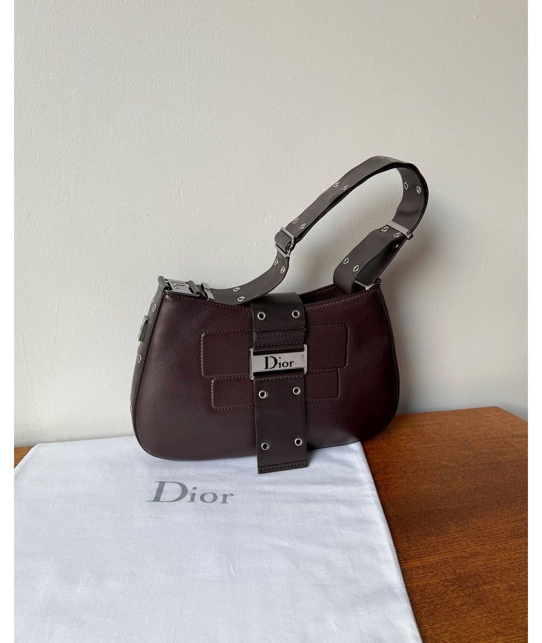 CHRISTIAN DIOR Коричневая кожаная сумка через плечо, фото 9