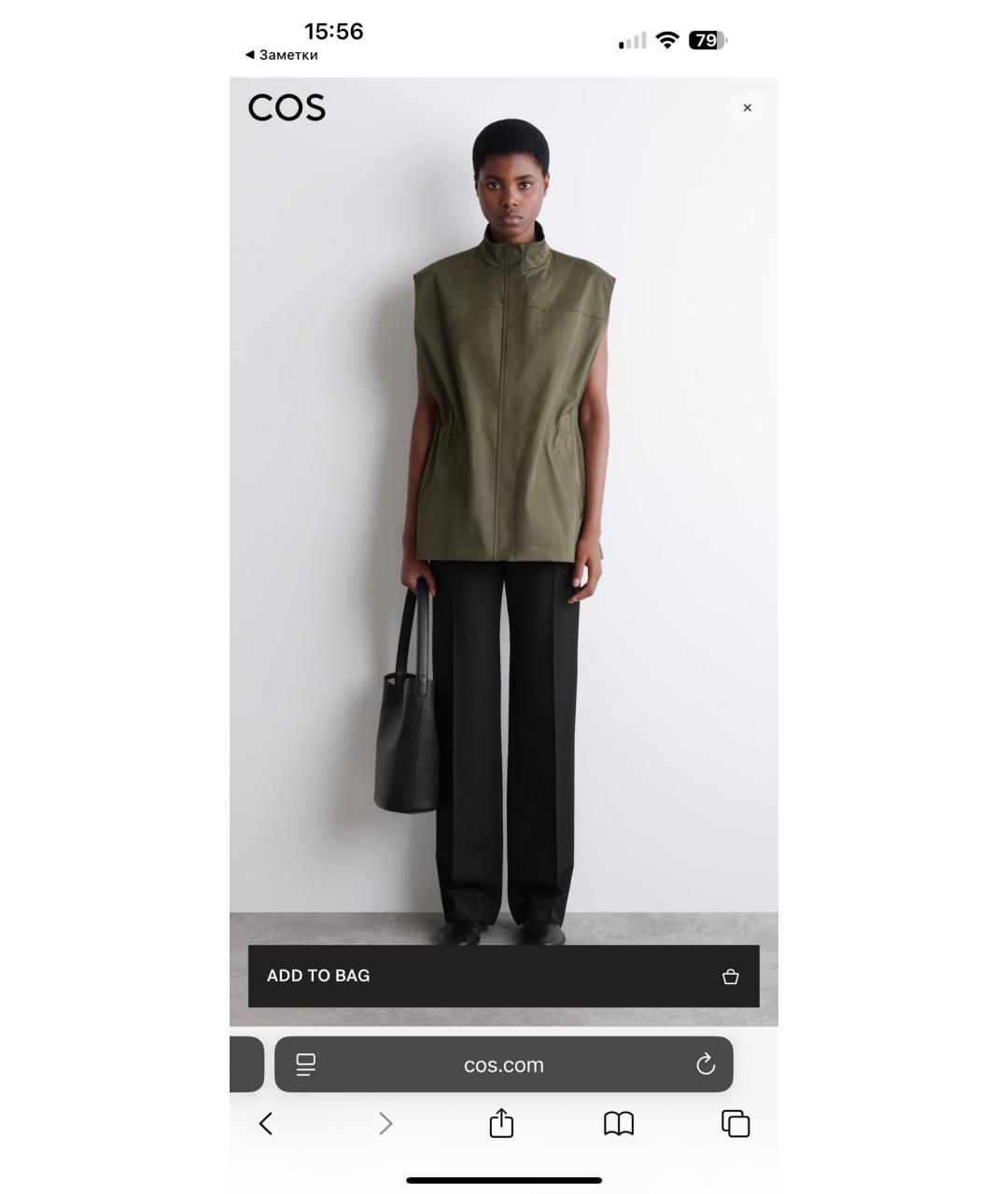 COS Черная кожаная сумка тоут, фото 5