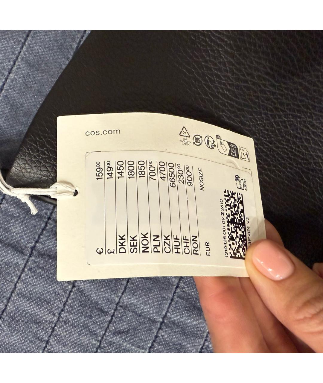 COS Черная кожаная сумка тоут, фото 8