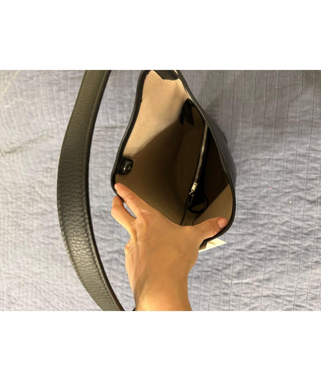 COS Черная кожаная сумка тоут, фото 4