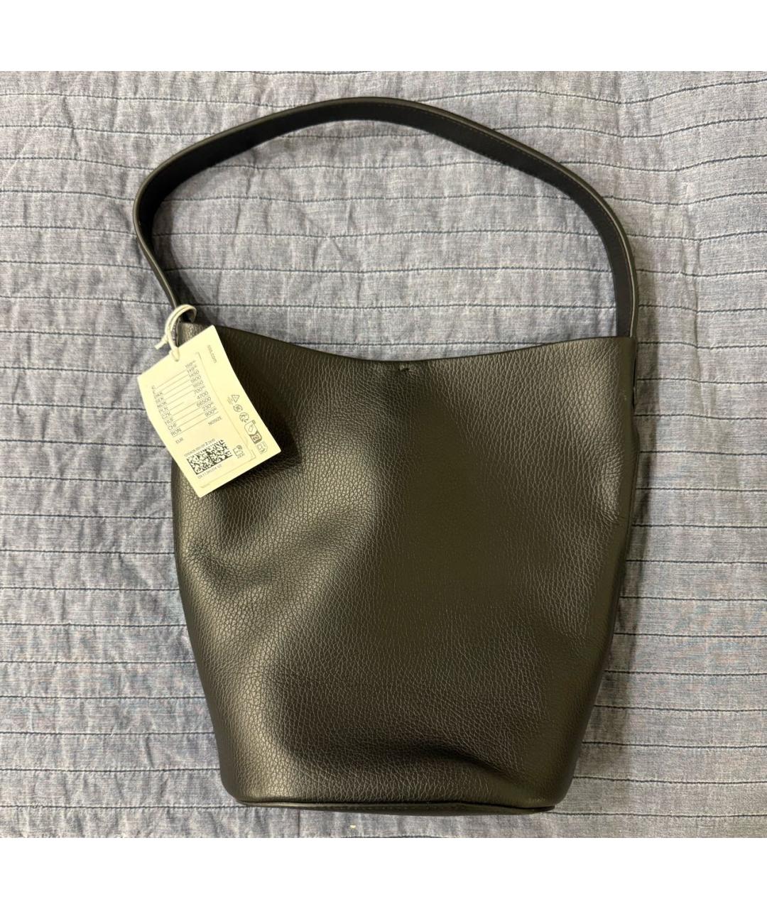 COS Черная кожаная сумка тоут, фото 9