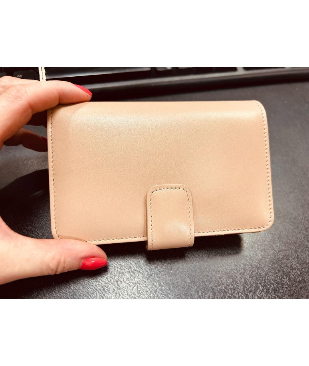 DOLCE&GABBANA Бежевый кожаный кошелек, фото 4