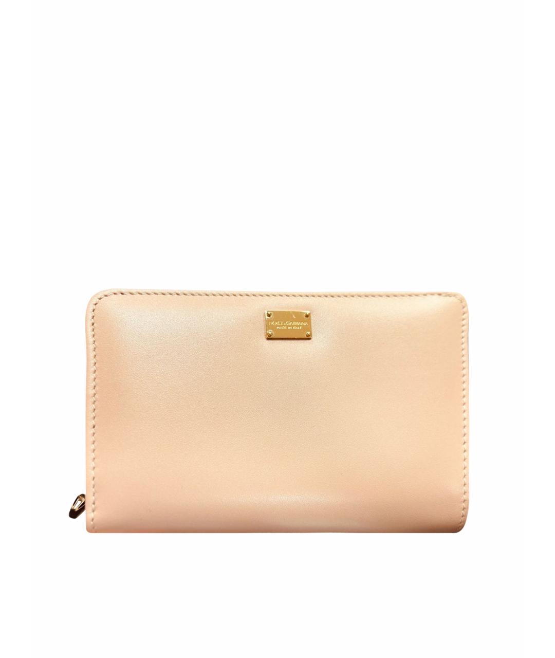 DOLCE&GABBANA Бежевый кожаный кошелек, фото 1
