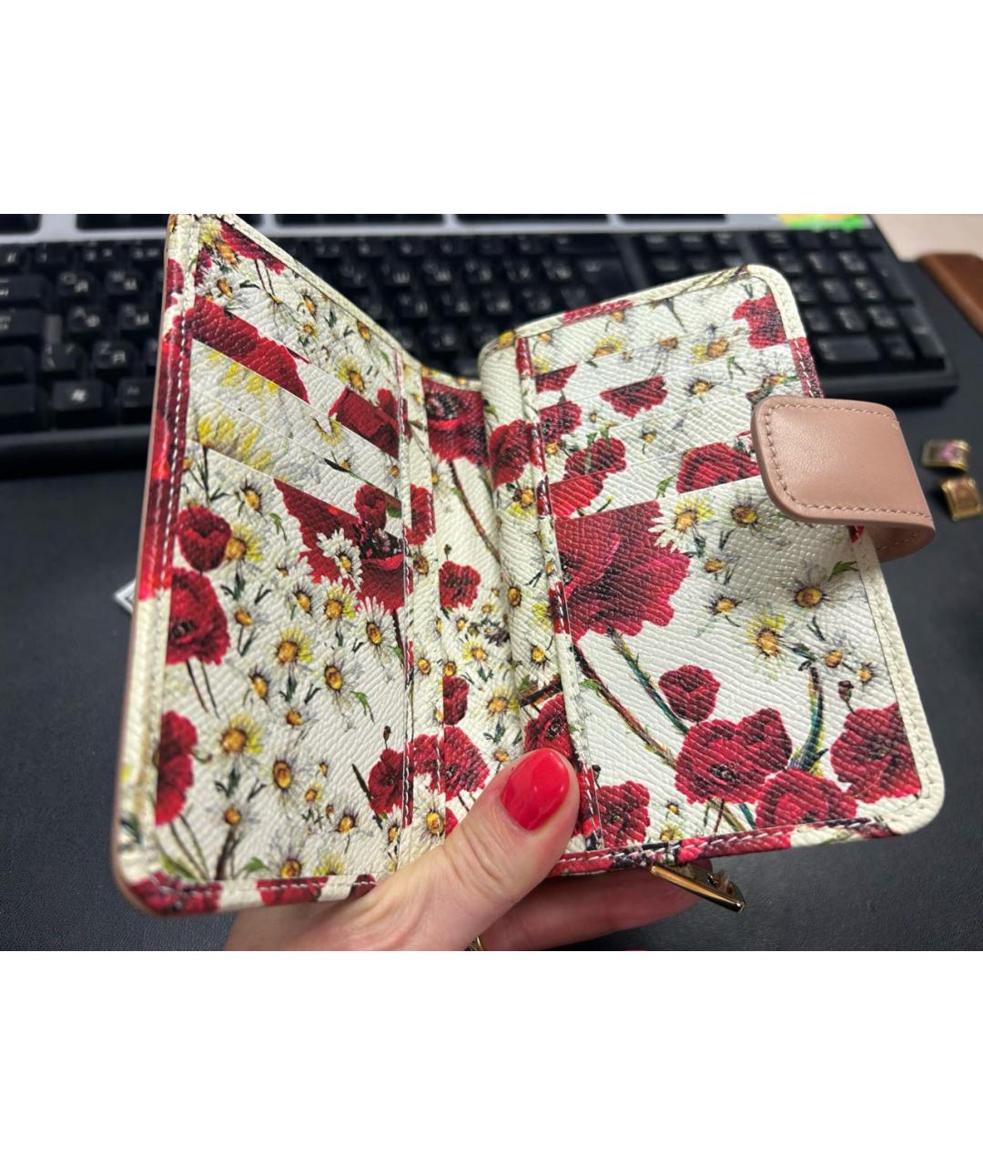 DOLCE&GABBANA Бежевый кожаный кошелек, фото 7