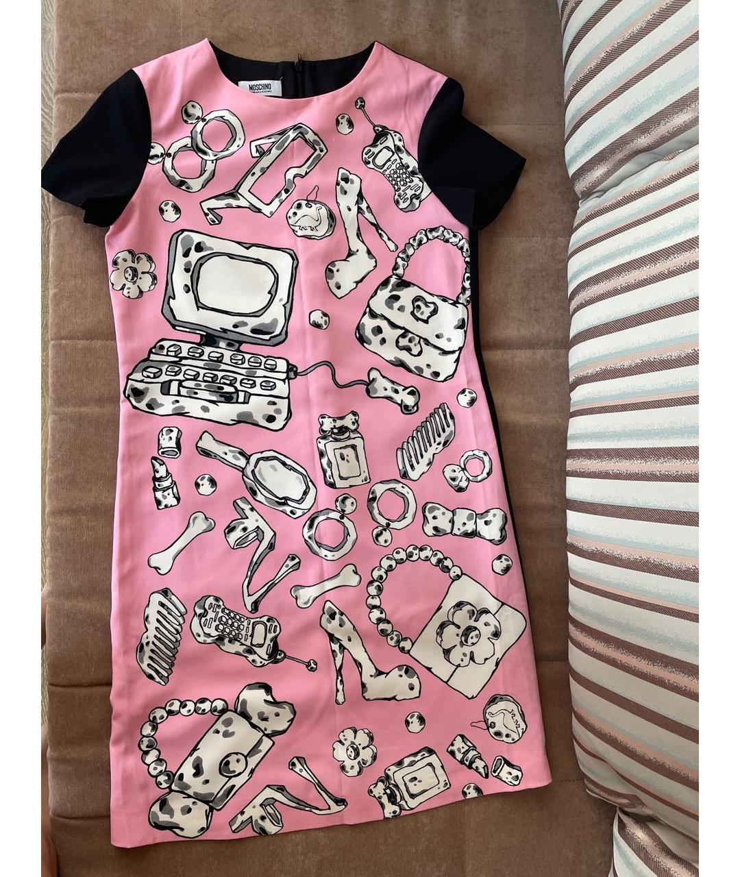 LOVE MOSCHINO Коралловое полиэстеровое повседневное платье, фото 7