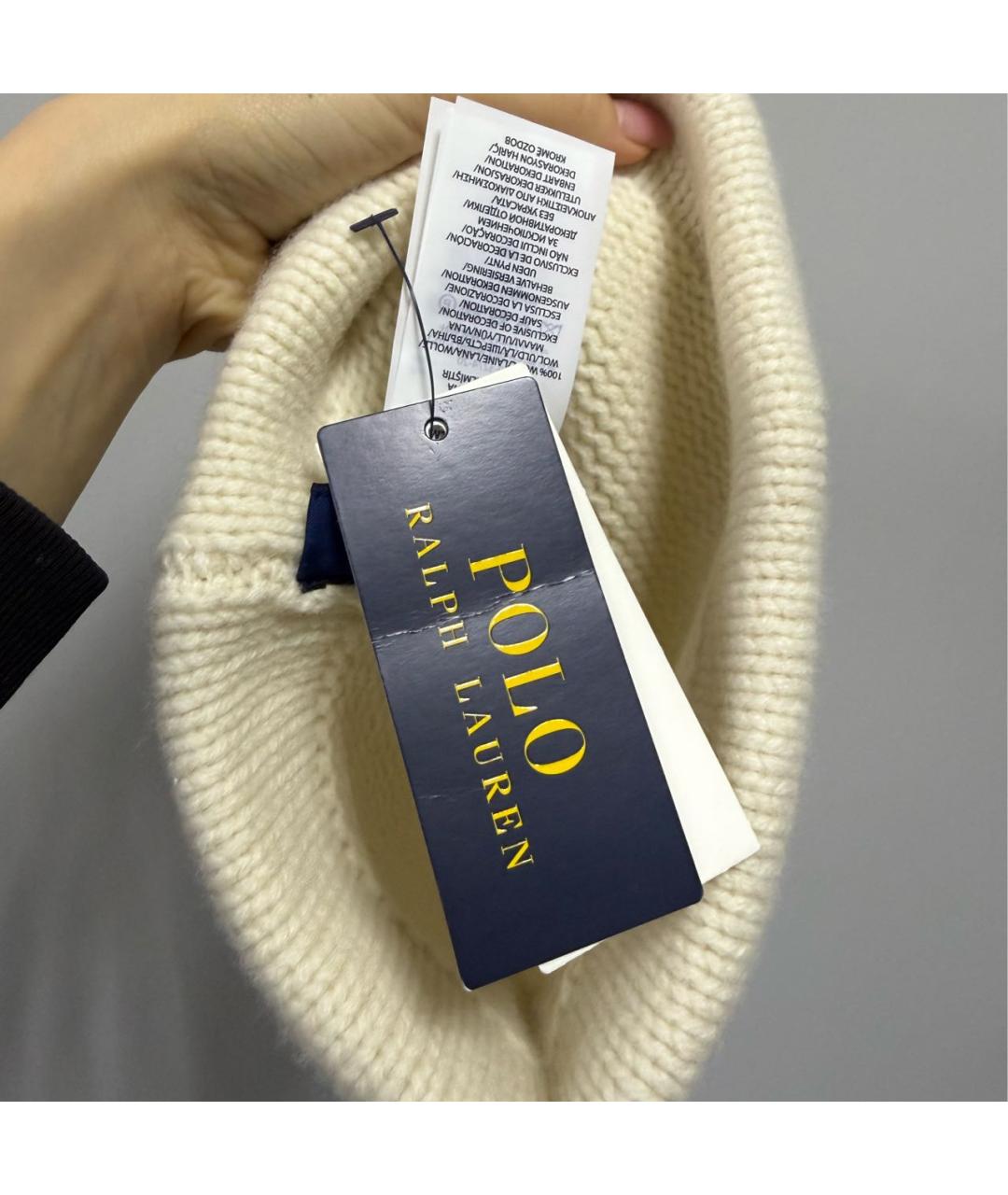 POLO RALPH LAUREN Белая шерстяная шапка, фото 4