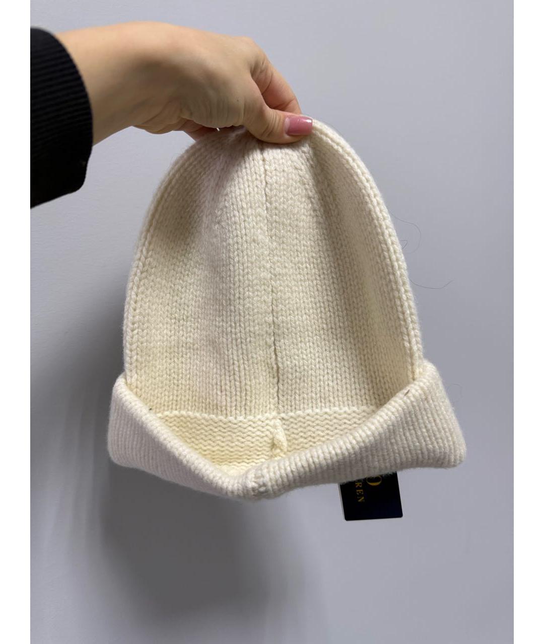 POLO RALPH LAUREN Белая шерстяная шапка, фото 2