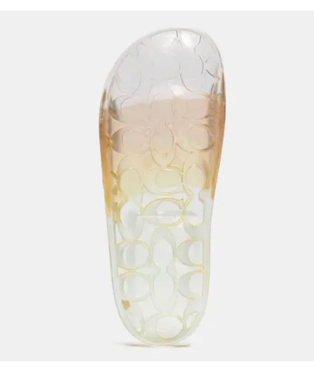 COACH Желтые резиновые шлепанцы, фото 4